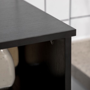Credență de Bucătărie din Lemn pentru Cuptor cu Microunde cu Dulapuri, Rafturi și Sertar, 90x40x120 cm, Negru - Img 8