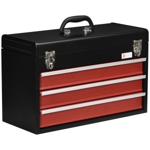 Cufar cu 3 sertare pentru unelte, cutie de unelte metalica cu blocare, cutie de unelte portabila, 510mm x 220mm x 320mm