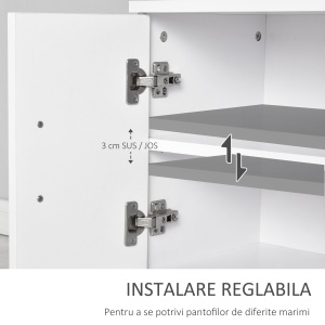 Cuier Hol Lemn Alb – 100×32×187 cm cu Dulap & Rafturi - Img 6