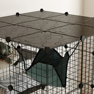 Cușcă Modulară pentru Pisici cu 4 Niveluri, cu Platforme, Rampe și 5 Uși, din Oțel și PP, 105x105x140 cm, Negru - Img 8