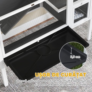 Cușcă pentru Iepuri și Hamsteri de Interior Ridicată cu Tavă Detașabilă și Acoperiș Deschizător, Gri - Img 6