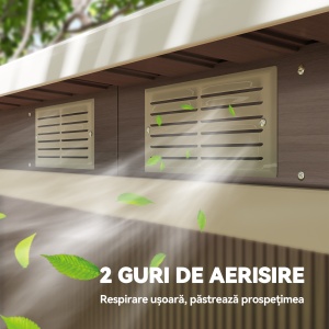 Depozit de Grădină din Oțel cu 2 Ventilații și 2 Uși Glisante, 280x130x172 cm, Maro Lemn - Img 8