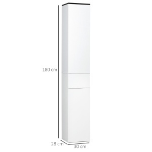 Dulap Baie 180 cm – Alb, Cu Sertar & Rafturi Reglabile - Img 3
