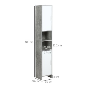 Dulap Baie Coloana – 30×30×180 cm, Lemn Efect Ciment - Img 3
