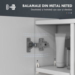 Dulap de Baie Montat pe Perete cu Oglindă și Rafturi Reglabile, Alb - Img 5