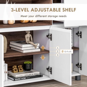 Dulap de Bucatarie Bufet Modern din Lemn cu Dulapuri Sertar Compartiment Deschis Dulap Multifunctional pentru Bucatarie si Sufragerie depozitare laterala toaleta acasa birou hol prosop manere dus colt baza inalta vopsit rezistent la apa - Img 5
