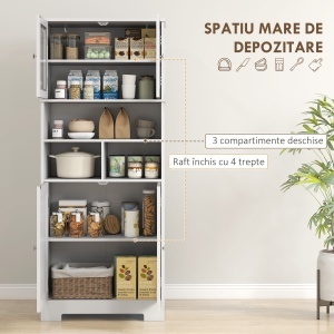 Dulap de Bucătărie cu 2 Dulapuri, 3 Compartimente și Rafturi Reglabile Alb - Img 4