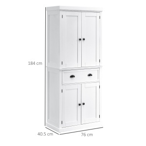Dulap de bucatarie cu dulap superior si inferior si sertar central din MDF, placi aglomerate si metal, 76x40,5x184cm, alb - Img 3
