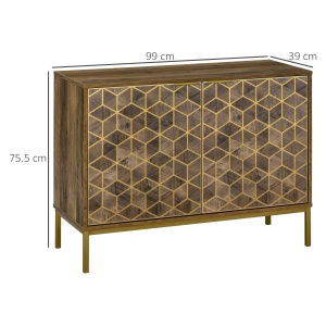 Dulap de decor modern , bufet de depozitare cu 2 usi si picioare din otel auriu, pentru living, sufragerie - Img 3