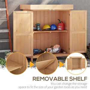 Dulap Exterior Lemn 74×43×88 cm – 2 Rafturi pentru Scule Gradina - Img 7