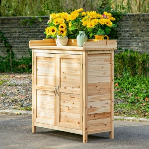 Dulap Exterior Lemn 83×40×92 cm – 2 Rafturi, Usi Duble - Img 2