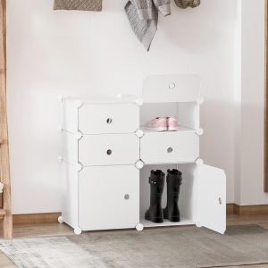 Dulap Haine Dulap Pantofi Modular din Plastic 6 Cuburi Alb, 75x37x73cm - Img 2
