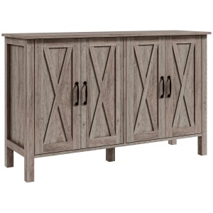 Dulap în Stil Rustic cu 2 Rafturi Reglabile pentru Depozitare, Dulap pentru TV cu 4 Uși, 120x37x75 cm, Gri - Img 1