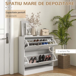 Dulap Pantofi ingust, 2 Usi Rabatabile, Model Decorativ - Img 4