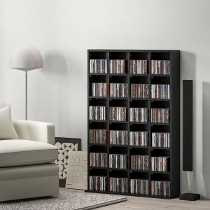 Dulap pentru CD-uri pentru 456 CD-uri sau 336 DVD-uri, 24 Compartimente, 89x20x130.5 cm Negru - Img 2
