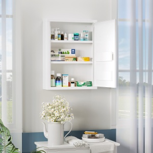Dulap pentru Medicamente cu 3 Polițe cu Încuietoare și 2 Chei de Siguranță, Dulap din Oțel pentru Medicamente, 40x15x53,5 cm, Alb - Img 2