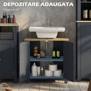 Dulap Sub Chiuveta – Cu Picior, Usi Duble & Raft Alb - Img 5