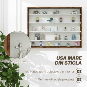 Dulap Vitrină de Perete cu 2 Uși din Sticlă și 4 Rafturi Reglabile, Maro - Img 5