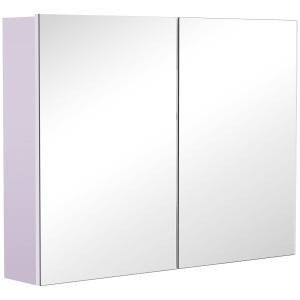 Dulapior Baie cu Oglinda – Alb MDF 80×60×15 cm cu 3 Rafturi - Img 1