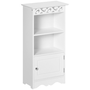 Dulapior Baie Lemn Alb – Decor Floral Sculptat 40×23×80 cm - Img 1