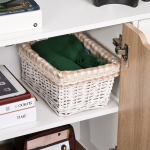Dulapior Multifunctional din Lemn cu Sertar si Dulapioare in Stil Nordic, 90x30x72cm - Img 7