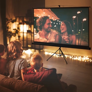 Ecran Proiector Pliabil de 100" Format 16:9 cu Treppied Reglabil, 235.8x8x136 cm, Negru - Img 2