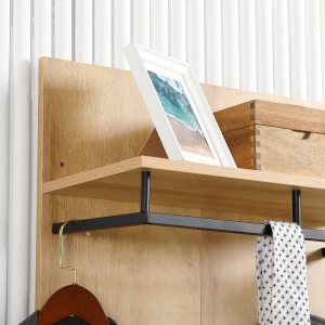 Entryway Organizer with Shoe Bench, Shoe Rack, Hall Tree with 4 Hooks, Coat Rack for Hallway, White and Natural - Img 7