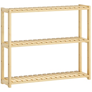 Etajeră de Baie cu 3 Rafturi Reglabile pe 5 Nivele, Dulap de Depozitare din Bambus, 60x15x50 cm, Lemn Natural - Img 1