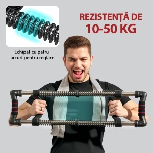 Extensor pentru Piept cu Rezistență Reglabilă între 10-80kg, 80x22x5 cm, Negru - Img 4