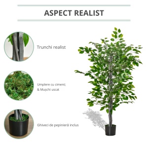 ficus artificial, ghiveci inclus, 135 cm, verde - Img 4