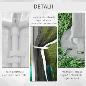 Foisor 4x3 m cu Plasa de Tantari si 2 Intrari, Foisor de Gradina din Metal si PE, Alb si Negru - Img 6