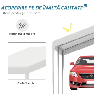 Foisor 4x4m cu Acoperis de Protectie impotriva Razelor UV, Ploaie si Vant pentru Vehicule, Nunti si Petreceri - Alb - Img 7