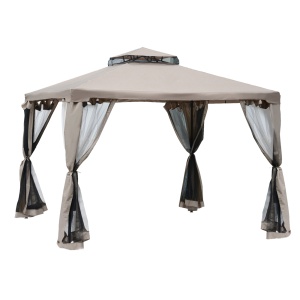 Foisor de Gradina cu Plasa de Tantari din Metal si Poliester 294x294cm - Img 1