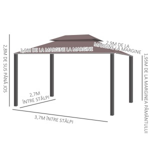 Foisor de Gradina pliabil cu Plasa de tantari si Acoperis dublu, 3x4m Cafeniu - Img 4