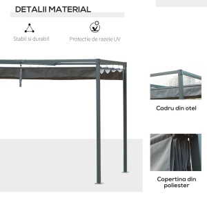 Foisor Pergola 298×213×222 cm – Pergola cu Panza Glisanta pentru Exterior - Img 4