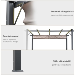 Foisor Pergola de Gradina 3x3 m cu Acoperis Retractabil - Img 6