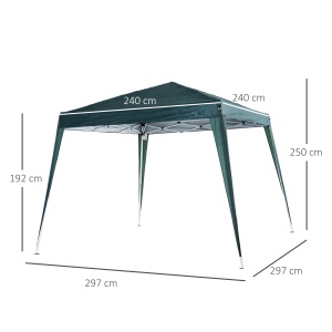 Foisor Pliabil de Gradina 2.4x2.4m în Oțel și poliester, Verde - Img 3