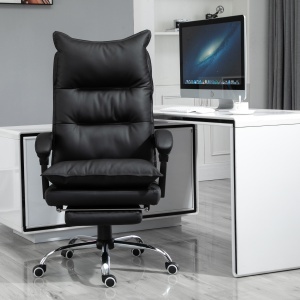 Fotoliu Birou Negru – Rabatabil, Suport Picioare & Ergonomic - Img 2
