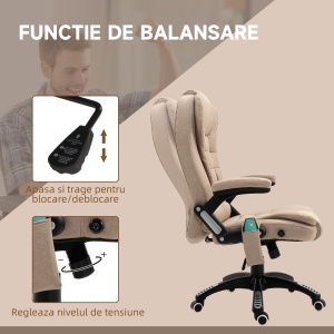 Fotoliu Masaj Bej – 6 Puncte, incalzire & inaltime Reglabila - Img 5