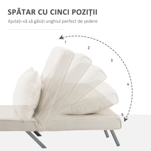 Fotoliu Pat 2-in-1, Design Modern cu Spatar Reglabil - Img 4
