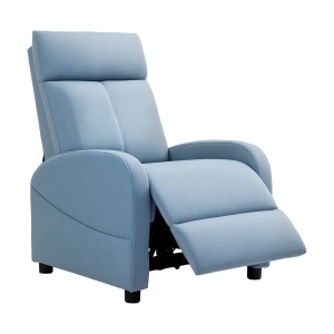 Fotoliu Rabatabil Manual cu Suport pentru Picioare din Material Textil cu Efect de In, 69x85x100 cm, Albastru - Img 1