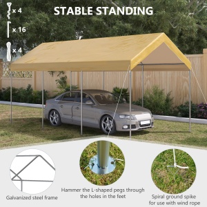 Garaj tip cort 6m x 3m, Garaj portabil, Cort de gradina cu copertina, adapost de depozitare, cu copertina din PE anti-UV si kit de ancorare, pentru masina, barca, petrecere, nunta - Img 6