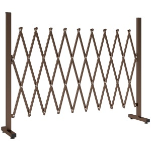 Gard Extensibil Mobil Pliabil din Aluminiu, 300cm x 103,5 cm, Maro Închis - Img 1