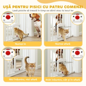 Gard Extensibil pentru Câini și Pisici cu Ușiță Integrată, Gard din Oțel și ABS, 75-85x2x76 cm, Alb - Img 5