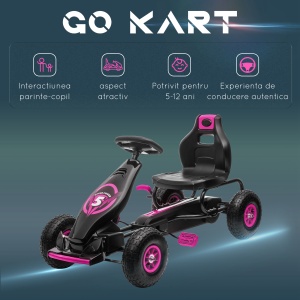 Go Kart a Pedali per Bambini 5-12 Anni Sedile Regolabile Ruote in Gomma - Img 8