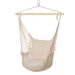 Hamac de Gradina din Franghie Shabby Chic pentru Interior si Exterior Alb - Img 1