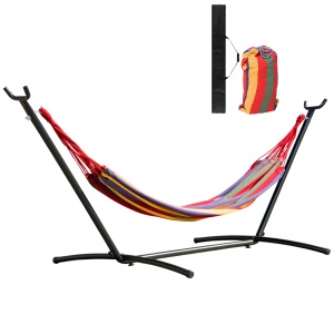 Hamac Portabil cu suport din otel si bumbac multicolor - Img 1