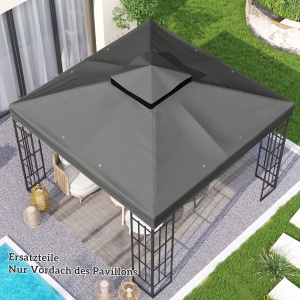 Husă de schimb pentru pavilion 3 x 3 m, prelată de schimb pentru pavilion cu orificii de scurgere a apei, UPF30+, protecție solară, gri închis - Img 5