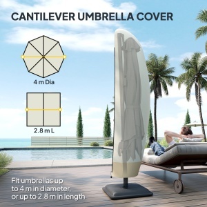 Husă pentru Umbrelă de Grădină Impermeabilă cu Fermoar si Șnur din Țesătură, 220x56x56 cm, Bej și Cafeniu - Img 4