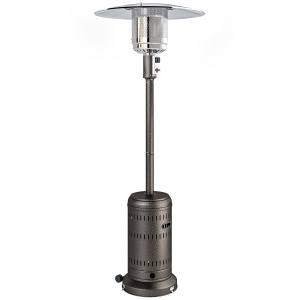 Încălzitor de Exterior de 11 KW Reglabil, cu Roți 82 x 82 x 223 cm, Maro Închis